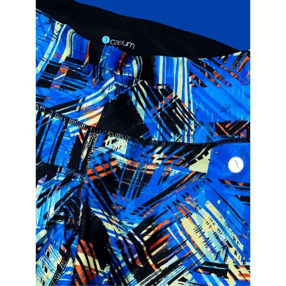 Caelum Blue Abstract Pattern Capri Workout Pants XS A1 - Picture 2 of 4